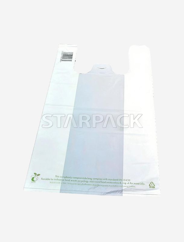 100&nbsp;% kompostierbare und biologisch abbaubare T-Shirt-Taschen mit Griffen