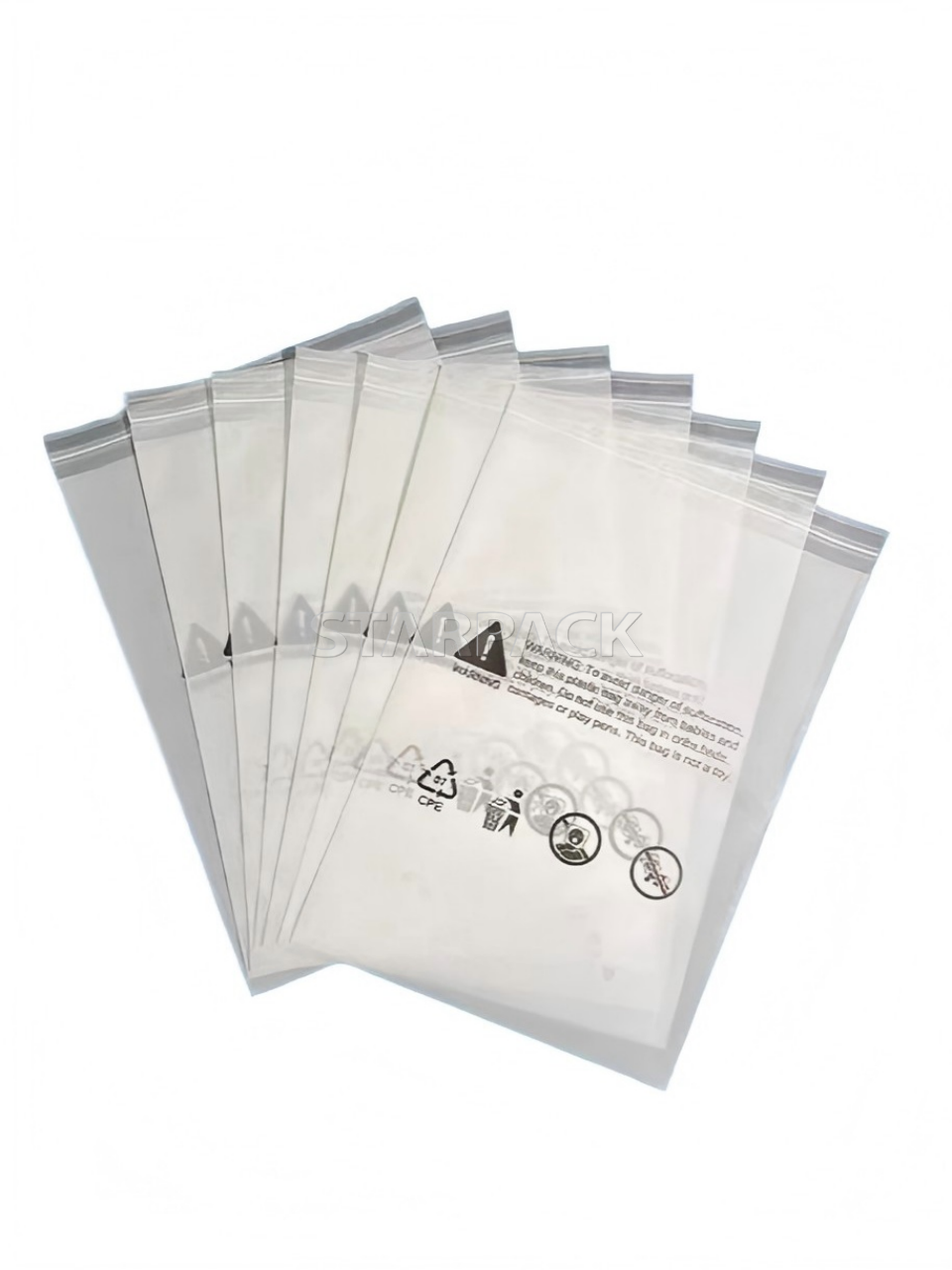 GRS-zertifizierte, recycelte, selbstklebende PCR-Polybeutel